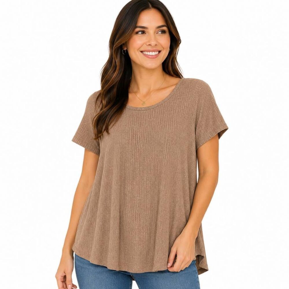 Old Navy Luxe Rib Knit Swing Top Tan XXL